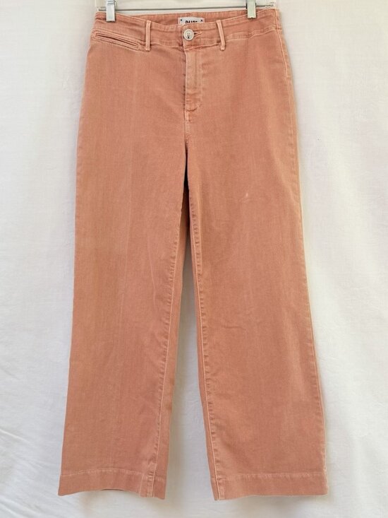 Paige Pants - Paige Nellie Wide Leg Crop Pants Womens 28 Peach Cotton Blend Stretch Button Fly
